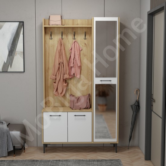 City 5 Raflı 3 Kapaklı Boy Aynalı Portmanto Askılı Vestiyer Safirmeşe-Beyaz City 5 Raflı 3 Kapaklı Boy Aynalı Portmanto Askılı Vestiyer Safirmeşe-Beyaz