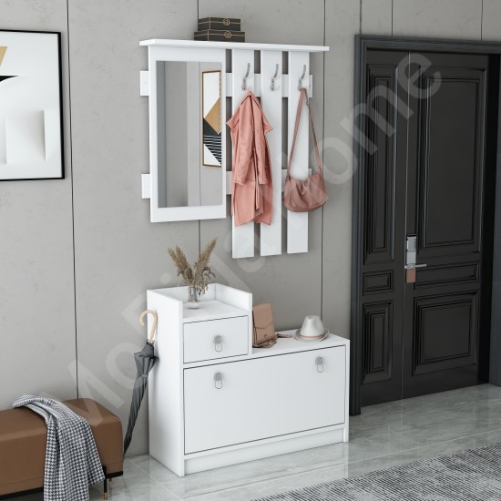 Runo Ayakkabılık Aparatlı Portmanto Vestiyer Beyaz Runo Ayakkabılık Aparatlı Portmanto Vestiyer Beyaz