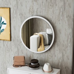 Viena Oval Duvar Aynası - Beyaz Çerçeveli Viena Oval Duvar Aynası - Beyaz Çerçeveli