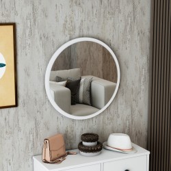 Viena Oval Duvar Aynası - Beyaz Çerçeveli