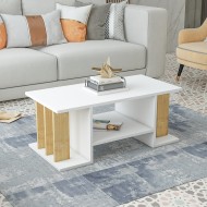 Anıt Orta Sehpa Beyaz Safirmeşe  90 cm Fonksiyonel Kitaplıklı Tasarım