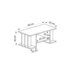 Anıt Orta Sehpa - Safirmeşe Beyaz 90 cm Fonksiyonel Kitaplıklı Tasarım