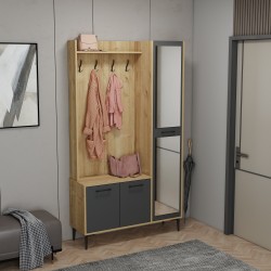 City 5 Raflı 3 Kapaklı Boy Aynalı Portmanto Askılı Vestiyer Safirmeşe-Antrasit City 5 Raflı 3 Kapaklı Boy Aynalı Portmanto Askılı Vestiyer Safirmeşe-Antrasit