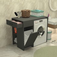 Eflin Çamaşır Sepetli Banyo Dolabı Antrasit