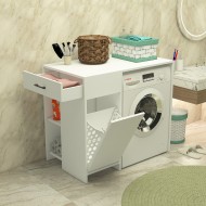 Eflin Çamaşır Sepetli Banyo Dolabı Beyaz
