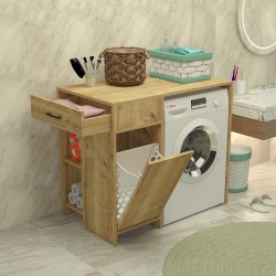 Eflin Çamaşır Sepetli Banyo Dolabı Safirmeşe