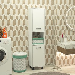 Efsa Kirli Çamaşır Sepetli Banyo Dolabı - Beyaz Efsa Kirli Çamaşır Sepetli Banyo Dolabı - Beyaz