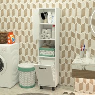 Efsa Kirli Çamaşır Sepetli Banyo Dolabı - Beyaz