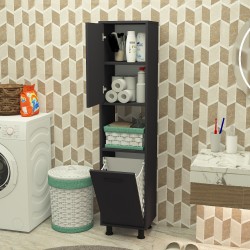 Efsa Çamaşır Kirli Sepetli Banyo Dolabı Antrasit