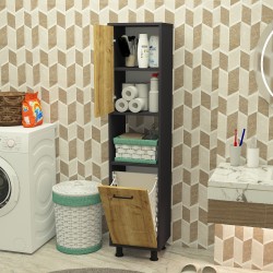 Efsa Çamaşır Kirli Sepetli Banyo Dolabı Antrasit-Safirmeşe