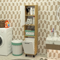 Efsa Çamaşır Kirli Sepetli Banyo Dolabı Safirmeşe-Beyaz