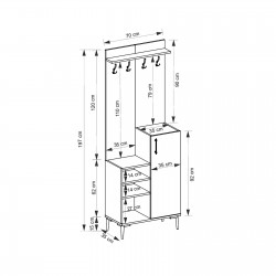 Elvis Ayakkabılıklı Portmanto Vestiyer Antrasit-Beyaz Elvis Ayakkabılıklı Portmanto Vestiyer Antrasit-Beyaz