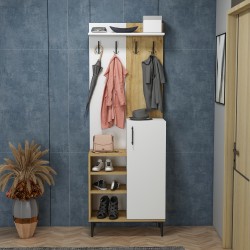 Elvis Ayakkabılıklı Portmanto Vestiyer Safirmeşe-Beyaz