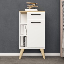 Ladin 2 Kapaklı Komodin Beyaz-Safirmeşe