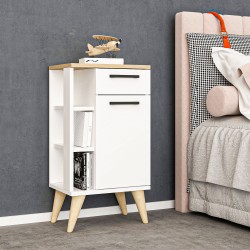 Ladin 2 Kapaklı Komodin Beyaz-Safirmeşe