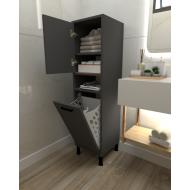 Linda Çamaşır Kirli Sepetli Banyo Dolabı Antrasit