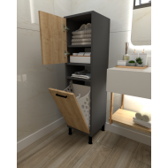 Linda Çamaşır Kirli Sepetli Banyo Dolabı Antrasit-Safirmeşe