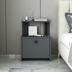 Lora Kapaklı Raflı Komodin Antrasit