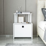 Lora Kapaklı Raflı Komodin Beyaz