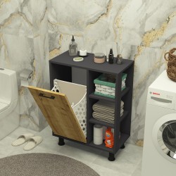 Loren Çamaşır Kirli Sepetli Banyo Dolabı Safirmeşe-Antrasit