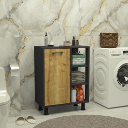 Loren Çamaşır Kirli Sepetli Banyo Dolabı Safirmeşe-Antrasit