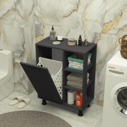 Loren Çamaşır Kirli Sepetli Banyo Dolabı Antrasit