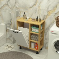 Loren Çamaşır Kirli Sepetli Banyo Dolabı Safirmeşe-Beyaz Loren Çamaşır Kirli Sepetli Banyo Dolabı Safirmeşe-Beyaz