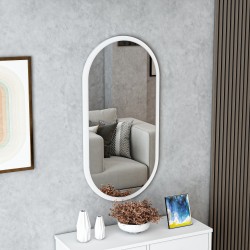 Pink Mirror Luna Elips Duvar Aynası - Beyaz Çerçeveli Pink Mirror Luna Elips Duvar Aynası - Beyaz Çerçeveli