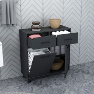 Merva Çamaşır Sepetli Banyo Dolabı Antrasit