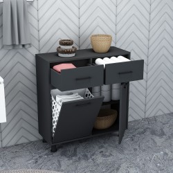 Merva Çamaşır Sepetli Banyo Dolabı Antrasit