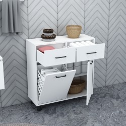 Merva Çamaşır Sepetli Banyo Dolabı Beyaz