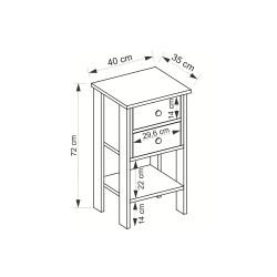 Milles 2 Çekmeceli Komodin Antrasit