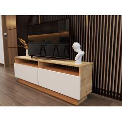 Modena TV Sehpası - Safirmeşe Gövde Beyaz Kapaklı 145 cm Modena TV Sehpası - Safirmeşe Gövde Beyaz Kapaklı 145 cm