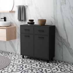 Molde Çift Çamaşır Kirli Sepetli Banyo Dolabı Antrasit