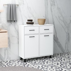 Molde Çift Çamaşır Kirli Sepetli Banyo Dolabı Beyaz