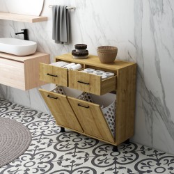 Molde Çift Çamaşır Kirli Sepetli Banyo Dolabı Safirmeşe