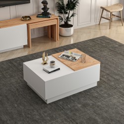 Oslo Orta Sehpa 2 Kapaklı Geniş Beyaz Çam