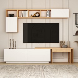 Oslo Plus TV Ünitesi 180 Cm Raflı Beyaz Çam