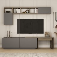 Oslo Plus TV Ünitesi 180 Cm Raflı Antrasit Ceviz Oslo Plus TV Ünitesi 180 Cm Raflı Antrasit Ceviz