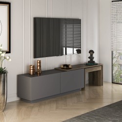 Oslo TV Ünitesi 180 Cm Sehpalı Antrasit Ceviz Oslo TV Ünitesi 180 Cm Sehpalı Antrasit Ceviz