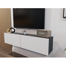 Perna Duvara Monte TV Sehpası - Antrasit Gövde Beyaz Kapaklı 150 cm Perna Duvara Monte TV Sehpası - Antrasit Gövde Beyaz Kapaklı 150 cm