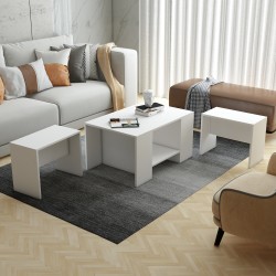 Sanem Beyaz Zigon Orta Sehpa Takımı