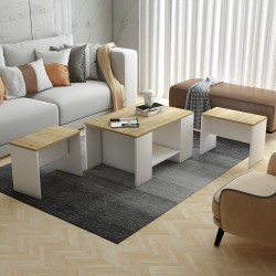 Sanem Safir Meşe Beyaz Orta Sehpa