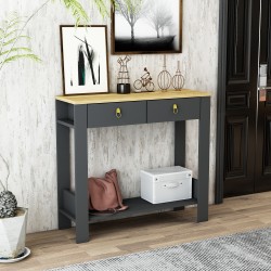 Sindy Çift Çekmeceli Metal Gold Kulp Dresuar Safirmeşe-Antrasit 