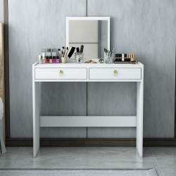 Tuana Aynalı Çekmeceli Makyaj Masası Beyaz Tuana Aynalı Çekmeceli Makyaj Masası Beyaz