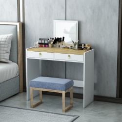 Tuana Aynalı Çekmeceli Makyaj Masası Safirmeşe-Beyaz